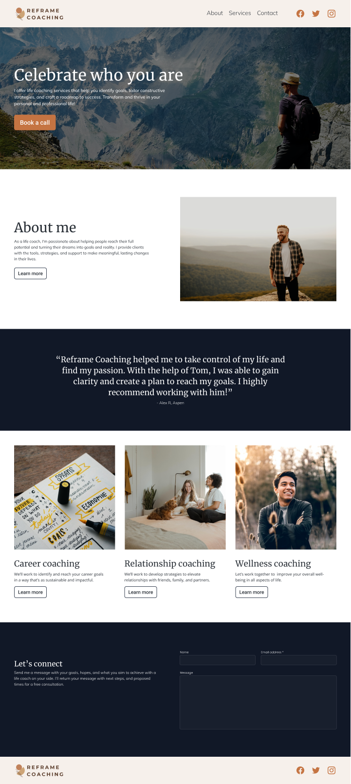 Life coaching website template Durable